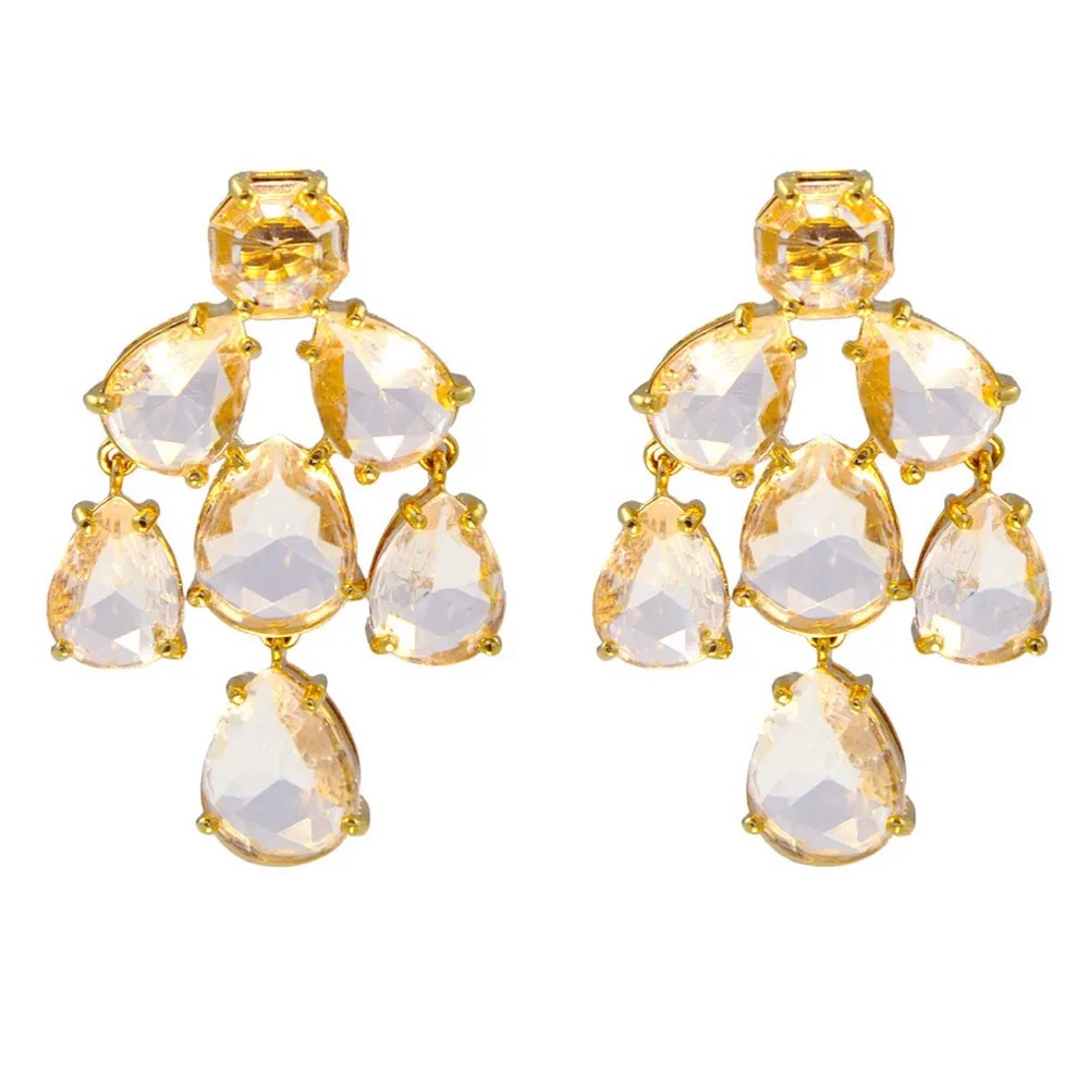 Kate Spade Gold-Tone Teardrop Crystal Chandelier Earrings - Women Jewelry